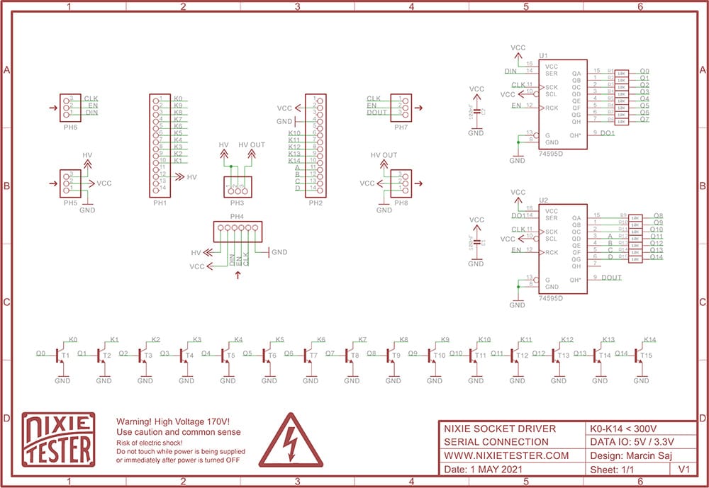 Nixie Tube Socket Driver – Schematic Nixie Tube Socket Driver - Schematic