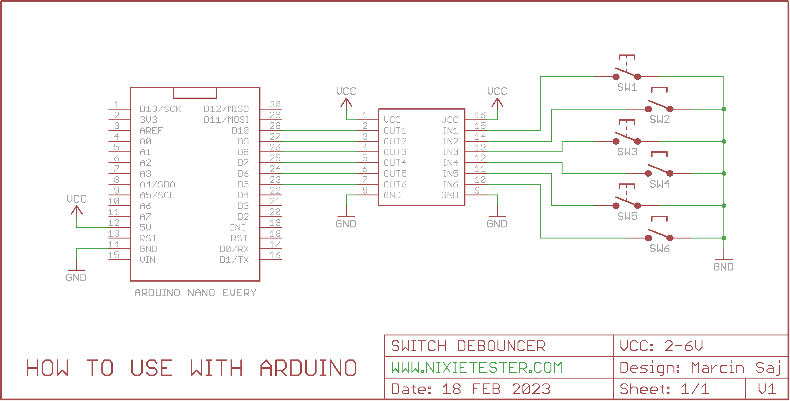 Switch Debouncer How to Use with Arduino Diagram