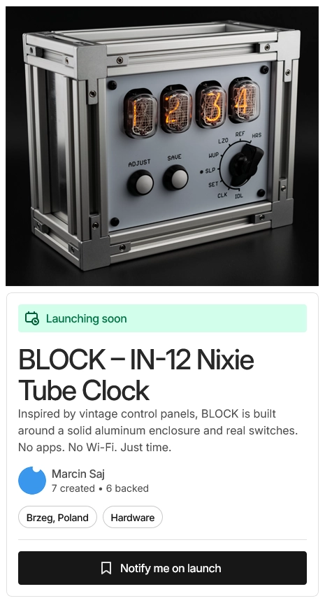 BLOCK IN-12 Nixie Tube Clock