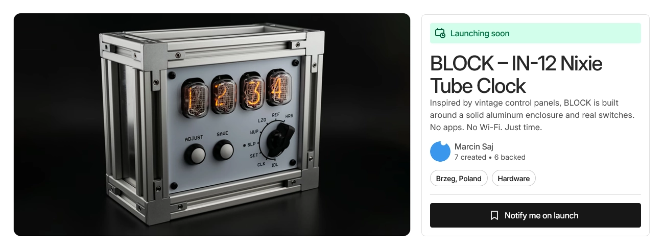 BLOCK IN-12 Nixie Tube Clock